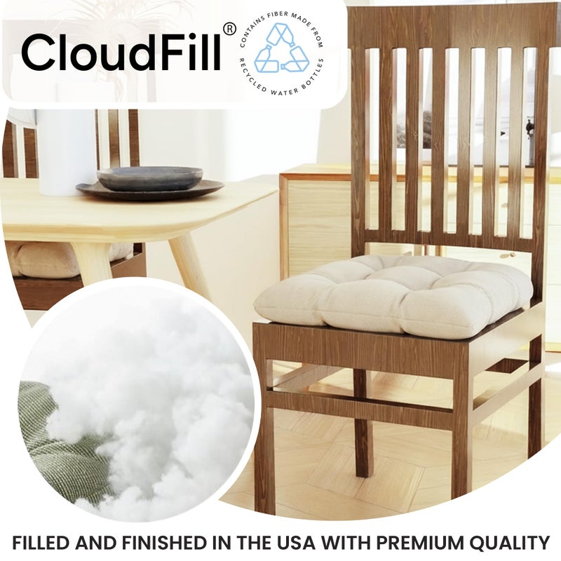 Klear Vu Gripper Overstuffed Universal Non-Slip Dining Chair Cushions for Kitchen Decor or Office Use, U-Shaped Skid-Proof Seat Pad, 17x17 Inches, 2 Count (Pack of 1), Linear Stone Tan - Image 3